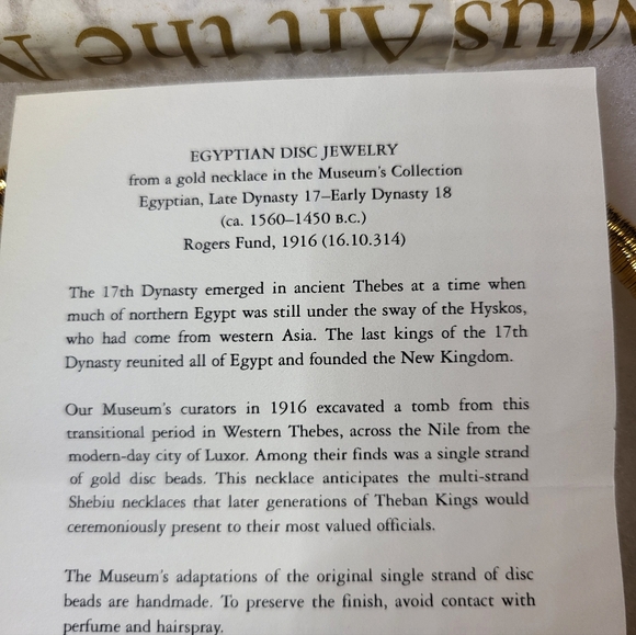MMA Egyptian Gold Disc Necklace - Picture 3 of 10